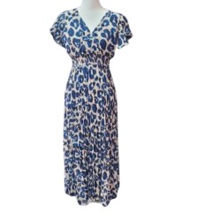 Robe longue plissée motifs léopard